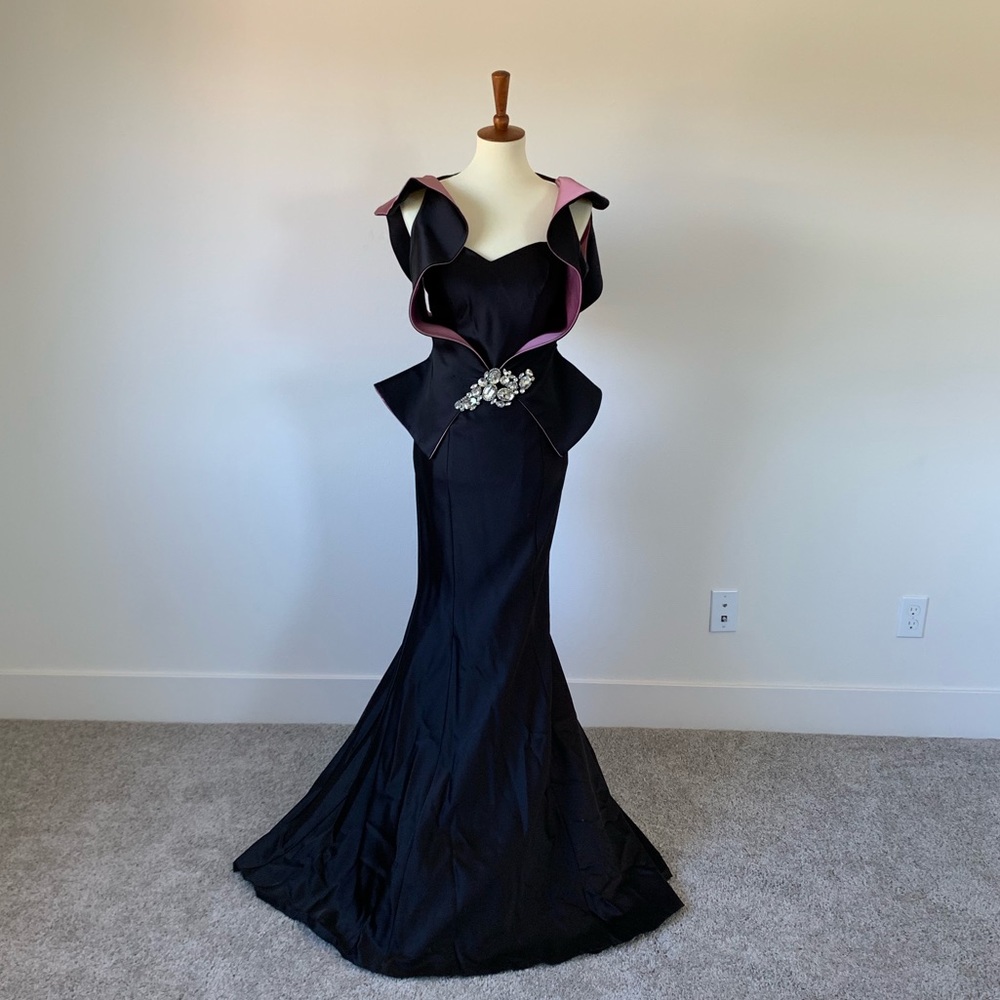John Paul Ataker Black and Lavender Gown